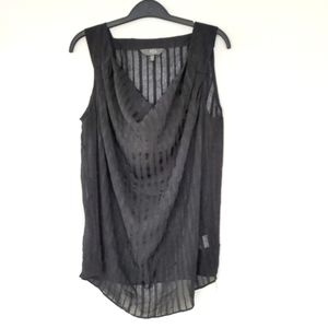 Sheer cowl sleeveless blouse L